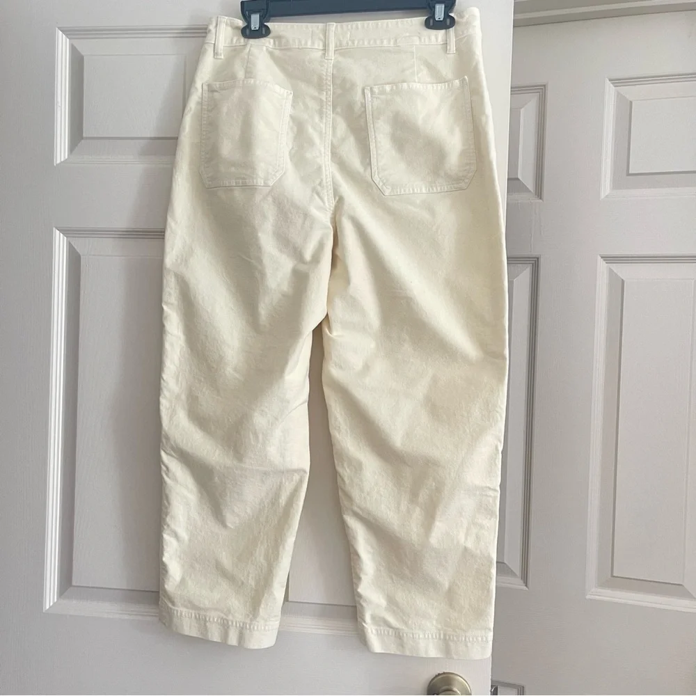 Madewell High Rise Seamed Tapered Pants Straight Leg Comfy  Neutral Cream 10 - Picture 4 of 15